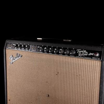 Vintage 1966 Fender Twin Reverb Black Guitar Amp Combo #A03334 image 4