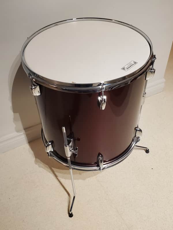 BURGUNDY Floor Tom Drum 16"x16" - Gorgeous Ultra Clean image 1