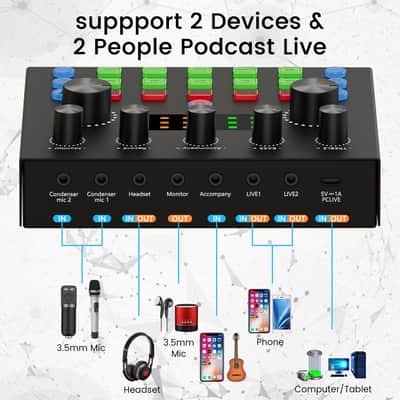 Podcast Equipment Bundle, Recording Studio Package with Podcast Microphone and Voice Changer, Live Sound Card - Audio Interface for Laptop Computer Vlog Living Broadcast Live Streaming YouTube TikTok image 6