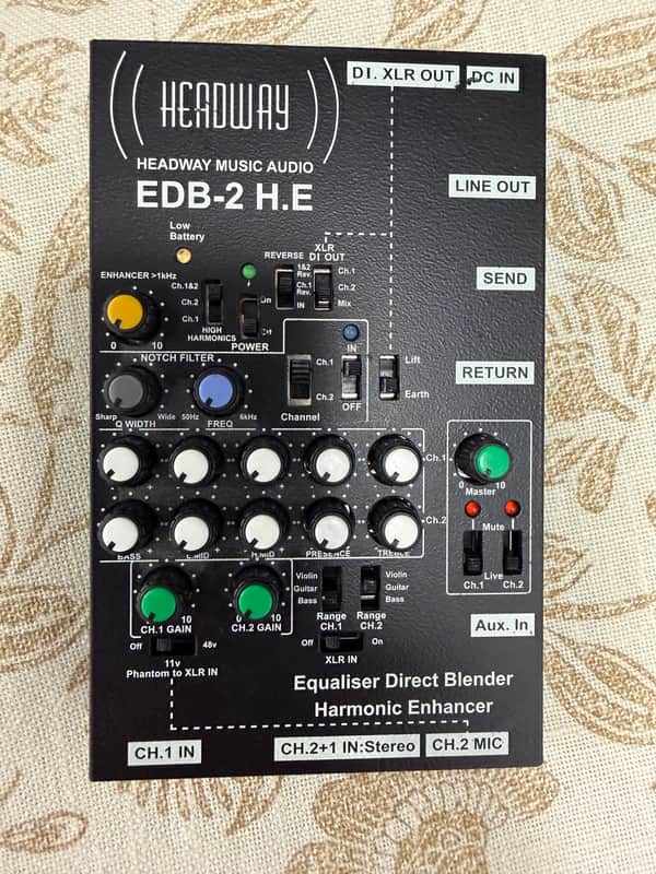 Headway EDB-2 HE EQ Acoustic Pickup Mic Pre Guitar or Bass or Violin Stereo Preamp Mixer Blender w/ FX Loop image 1