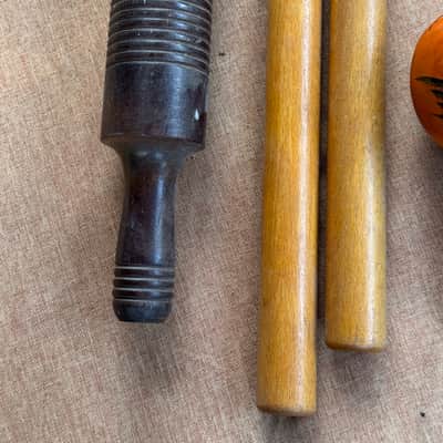 Vintage Hand Painted Maracas Guiro and Rhythm Sticks image 3