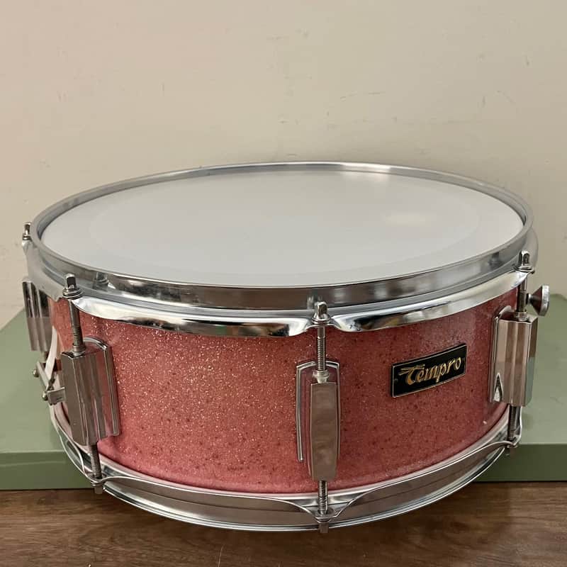 Tempro 5x14 vintage snare drum Pink Sparkle image 1