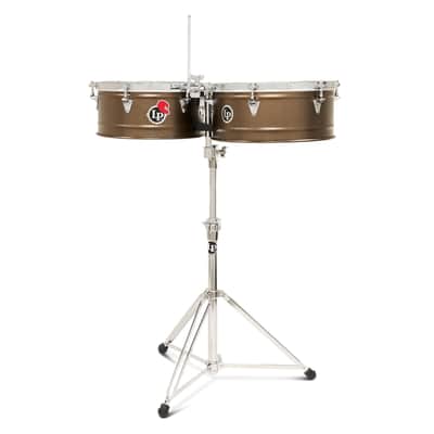 Latin Percussion Pedrito Signature Timbales - 14" & 15" Dark Mocha Steel Drum Set image 5