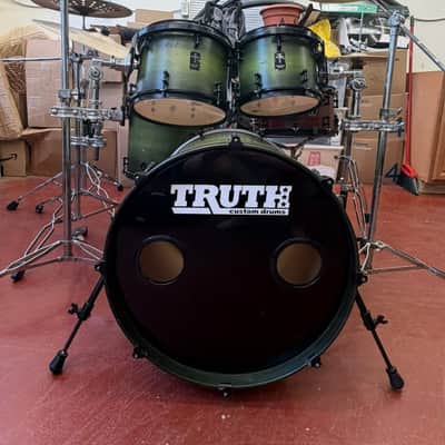 Truth Custom Drums Truth Custom Drum Kit, Sabian Vault and AA/AAX Cymbals, Tama Speed Cobra Pedals Unknown - Dark Green Burst image 1