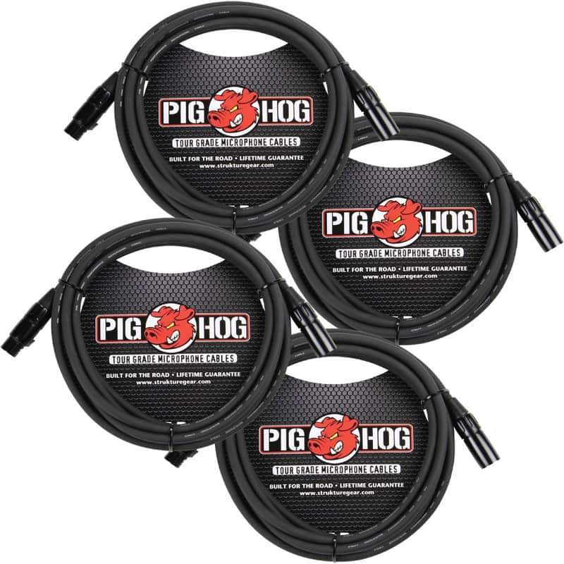 4 Pack Pig Hog PHM15 Tour Grade XLR Male to Female Mic Cable - 15' image 1