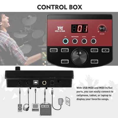 8-Piece Electric Drum Set with 180 Sounds, USB MIDI, and Stool – Beginner-Friendly Electronic Drum Kit with Sticks and Coaching Functions image 4