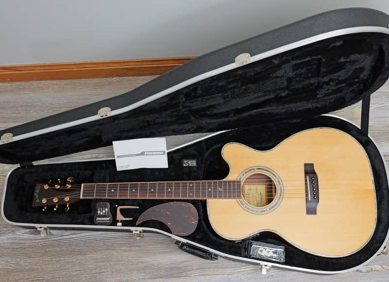 Zager ZAD900CE OM Style Acoustic Electric with Fishman Aura Pro Electronics + Case, Extra Strings & Strap image 1