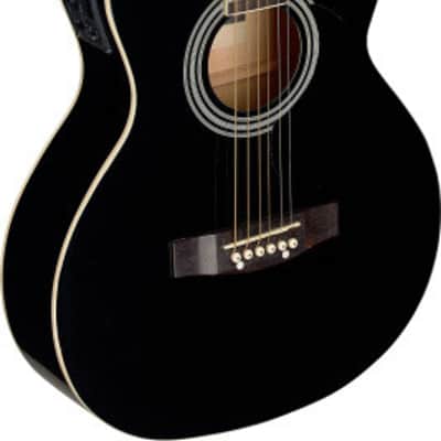 STAGG Black Auditorium Cutaway Acoustic-electric Guitar With Basswood Top image 1