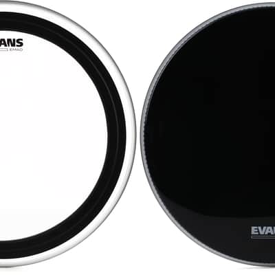 Evans EMAD Clear Bass Drum Batter Head - 20 inch  Bundle with Evans EQ3 Black Resonant Bass Drumhead - 20 inch - No Port image 1