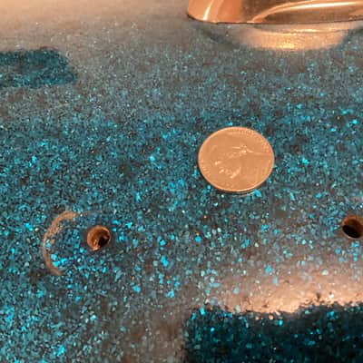 Slingerland 18x20 Bass Drum - Blue Sparkle - converted combo drum - made in Chicago - 1950s 50s vintage image 20