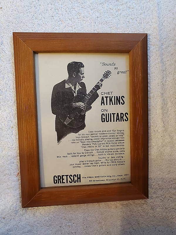 1957 Gretsch Guitars Promotional Ad Framed Chet Atkins Gretsch Roundup Original image 1