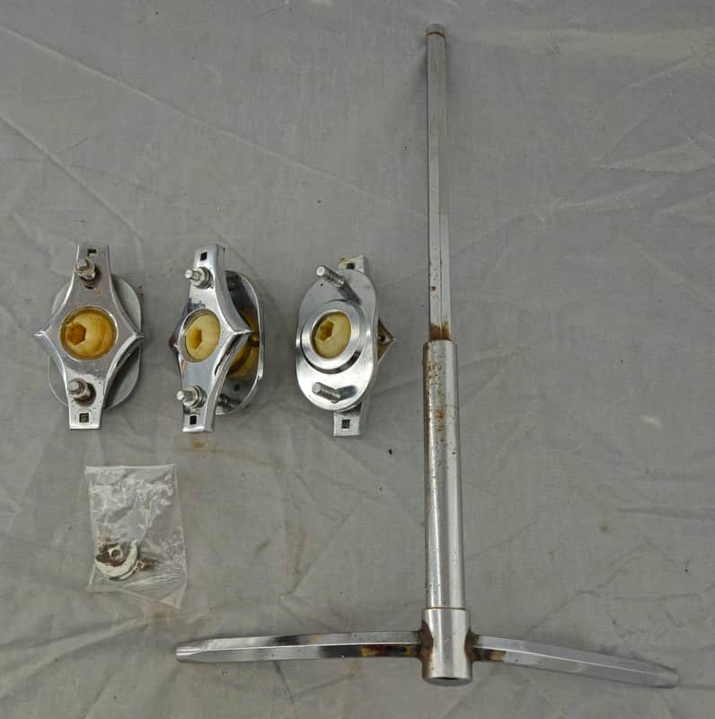 Fibes Uniball Tom Mount Holders WIth Double Tom Bass Drum Mount 1970s - Chrome image 1