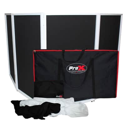 ProX White Aluminum 4-Panel DJ Scrim Facade Frontboard w/ Travel Bag + Chair image 2
