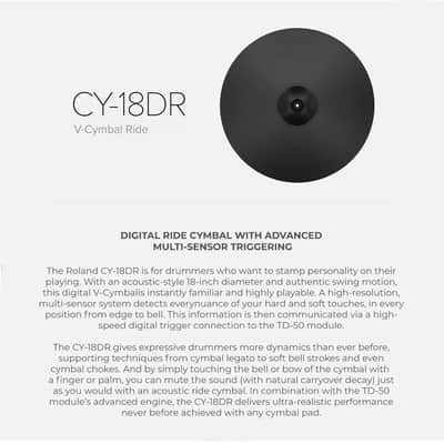 Roland CY-18DR Electric Drum Acousitc Style V-Cymbal, 18-Inch, Black image 3