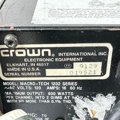 Crown Macro-Tech 1202 Two-Channel Power Amplifier image 9