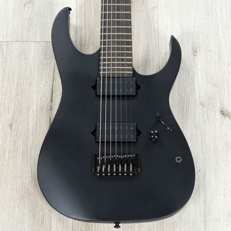 Ibanez RGIXL7BKF RG Iron Label Electric Guitar, Ebony Fretboard, Black Flat image 1