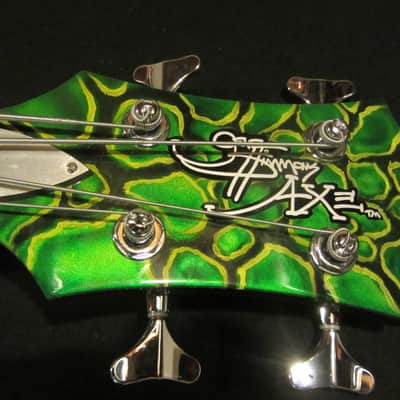 Gene Simmons Cort Axe Bass - Custom Painted by Gentry Riley - Green Serpent image 6