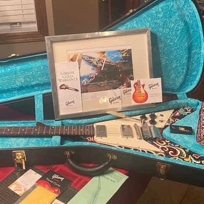 Immagine Gibson Custom Shop "Inspired By" Jimi Hendrix Psychedelic Flying V 2006 - Psychedelic Black - 5