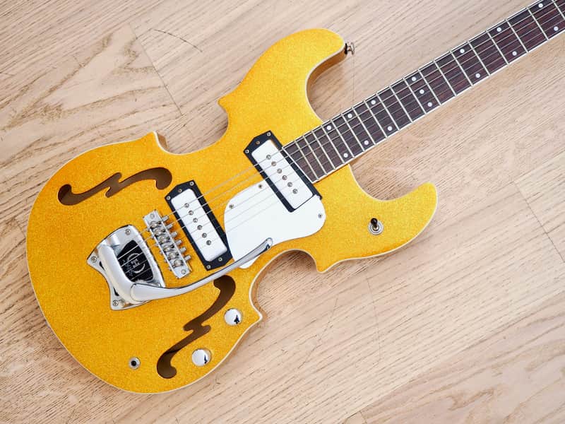 2005 Hallmark Stradette Semi-Hollowbody Electric Guitar Gold Sparkle Mosrite w/ohc image 1