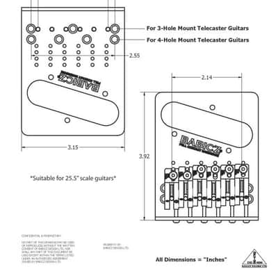 Babicz Full Contact Hardware ORIGINAL SERIES FCH6 TELE STYLE BRIDGE, 6 String, Black image 3