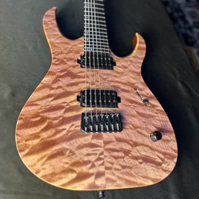 Mayones Duvell elite 7 custom shop 2018 - 5A Quilted Trans jeans purple satin Bareknuckle TKO image 9