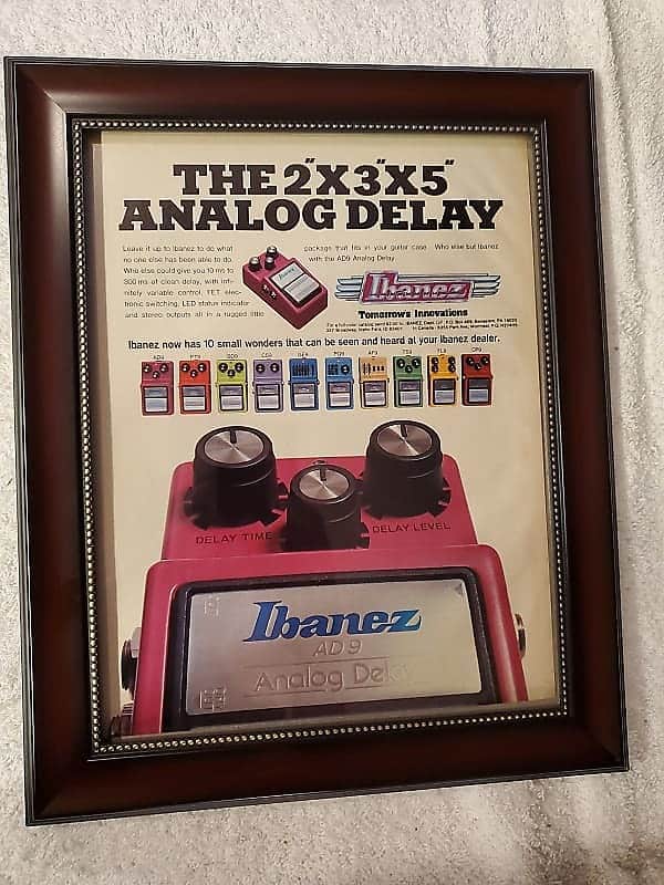 1982 Ibanez Guitars Color Promotional Ad Framed AD9, TS9,  E.T.C. Analog Delay Original image 1