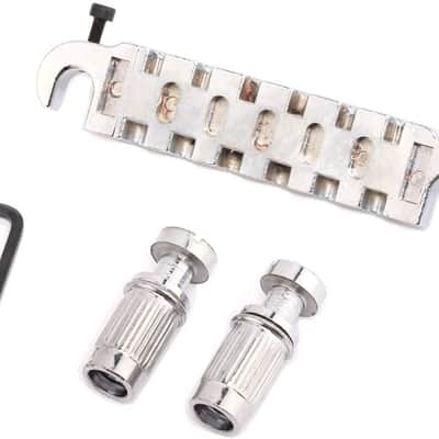 Brio 6 String Compensated Wraparound Stud Mount Adjustable Bridge for Les Paul Style Guitar Chrome image 2