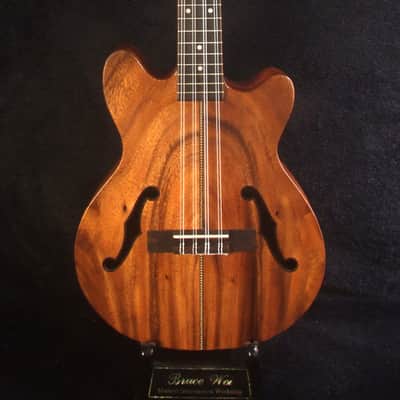 Handcrafted 8 String Baritone Ukulele, Solid Acacia, Curly Rosewood, Slotted Head, Bruce Wei UP19-2005 image 6