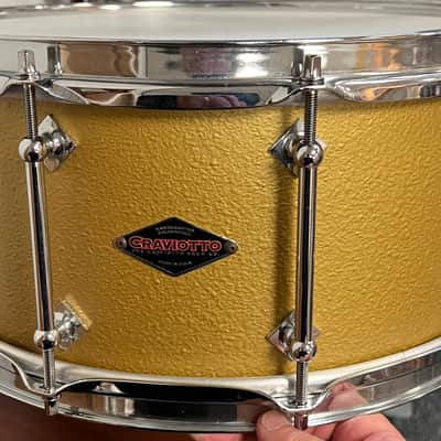 Craviotto 6.5x14" Solid Maple 2017 Prototype Stipplegold Snare Drum image 17