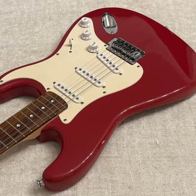 2014 Squier Bullet Stratocaster Red Rosewood Fretboard Maple Neck No Skunk Stripe / 8 Screw Pickguard image 8