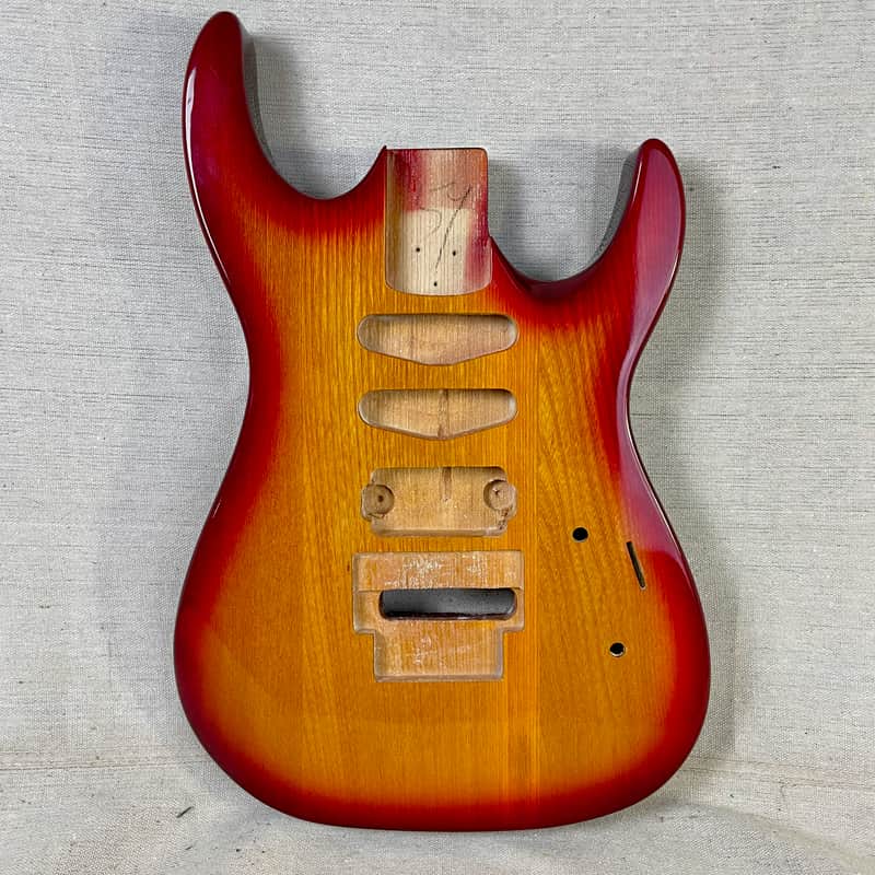 Super Stratocaster Body Cherry Sunburst Guitar HSS Floyd Rose image 1