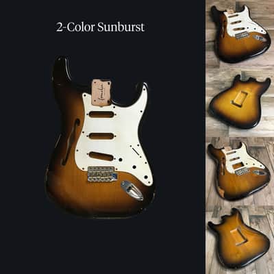 Made to Order - FRANCHIN Mercury F guitar body Relic Aged 100% Nitro Lacquer (Sunburst/ Black/ White/ Blue/ Green/ Yellow/ Red/ Pink/ Burgundy/ Purple/ Gold/ Silver, etc.) Basswood Poplar Stratocaster-Strat-S-Style F-hole Thinline Made in Italy image 3