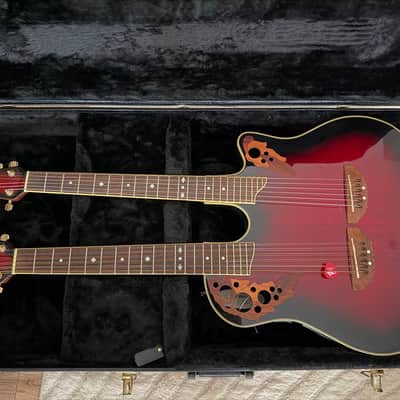 Ovation CSD225 Celebrity Double Neck Ruby Red burst image 1