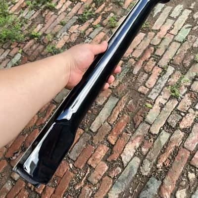 white binding Round end stainless steel 22 frets Maple guitar neck 25.5inch hole 10mm black gloss image 4