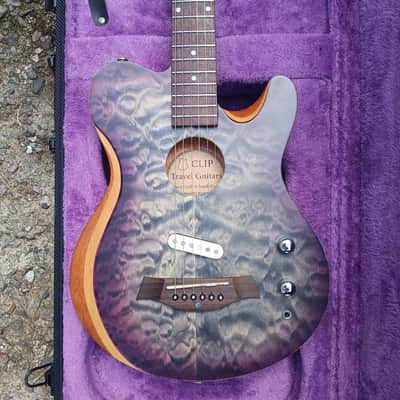 CLIP SAE-580 Travel Silent Guitar Black quilted Purple Burst image 4