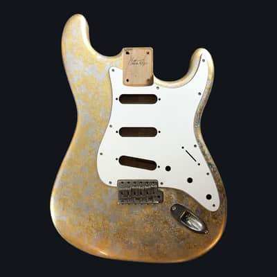 Made to Order - FRANCHIN Mercury guitar body Impressionist METALLIC LEAF (Gold/Silver/Copper/Bronze texture) Basswood Poplar Stratocaster-Strat-S-Style Made in Italy image 2
