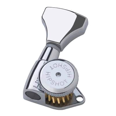 Hipshot 6K1GL0 Open Grip-Lock Guitar Machine Heads Set of 6 Inline - Chrome---chrome image 1