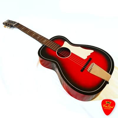 1960s Truetone “Fun Time” 5DC9510 Harmony-Built Redburst Parlor Guitar – “Baby Mama” image 15