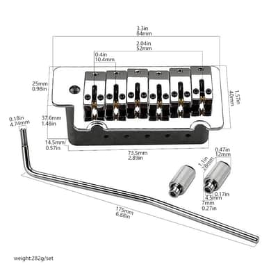 Stratocaster Style Electric Guitar Tremolo  Bridge, Chrome image 5