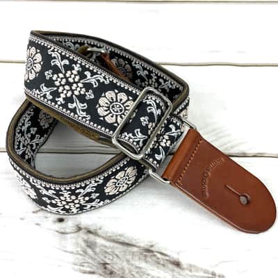 Walker & Williams H-44 Vintage Series Plush Back Shell Pink Mandala Woven Strap w/Chestnut Ends image 6