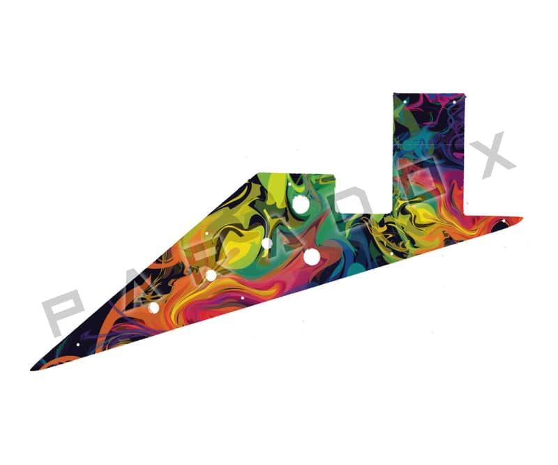 Custom Pickguard For 2000 - 2001 Made in Korea Epiphone '58 Korina Flying V 7-string - Rainbow Paint Swirl Graphic .090" image 1