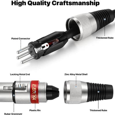 NEW 2FT Colored XLR Cables 4 Pack - Balanced XLR Microphone Cable Male to Female image 5