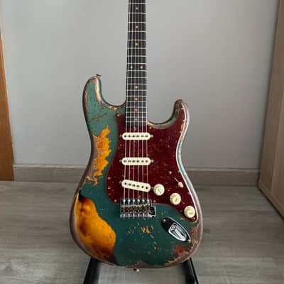Fender Custom Shop Limited Roasted 1961 Stratocaster Super Heavy Relic - Aged Sherwood Green Metallic over 3 Color Sunburst image 1
