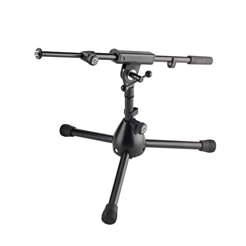 K&M - Konig & Meyer 25950.500.55 - Very Low Level Microphone Compact Stand - 2-piece Telescopic Boom Arm - Zinc Die-Cast Base - Professional Grade For All Musicians - German Made - Black image 1