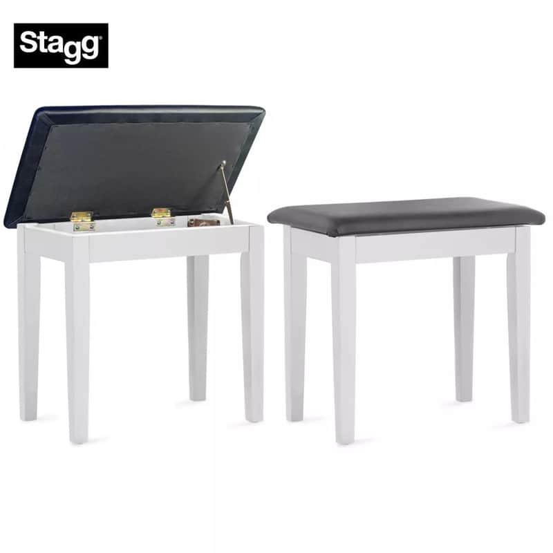 Stagg PBF23 WHM SBK Piano Bench w/Black Vinyl Top & Storage Compartment image 1