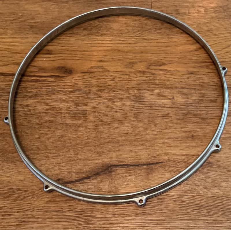 Vintage 14" Drum Rim 8 Lug Chrome over Brass image 1