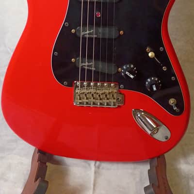 1987 Young Chang E10 Squier 1957 Reissue *Gorgeous Flame Maple Neck* Active EMG Select's W/ Awesome Red Light! Alder Body W/ Maple Cap and Back!- Torino Red image 2