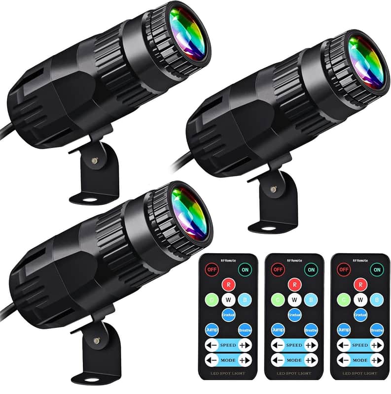 3 Pcs Disco Spotlights with 3 Remote Bright Mirror Pinspot Light 15W RGBW LED Beam Stage Light 4 in 1 Stage Lighting for DJ Dance Party (Black) image 1