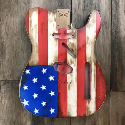 Made to Order - FRANCHIN Mars guitar body AMERICAN FLAG Usa Relic Aged Nitro Laquer Basswood Poplar Telecaster-Tele-T-Style Made in Italy image 10