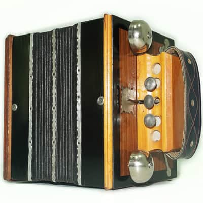 Antique Diatonic Saratovskaya Harmonica, Vintage Handmade Garmon, Button Accordion, 2440, Old Squeezebox Musical Instrument, Small Bayan Accordion image 5
